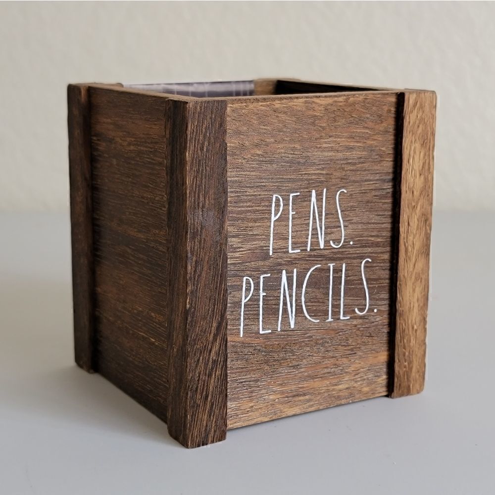 Rae Dunn Pens Pencils Wooden Office Desk Storage - Picture 2 of 12